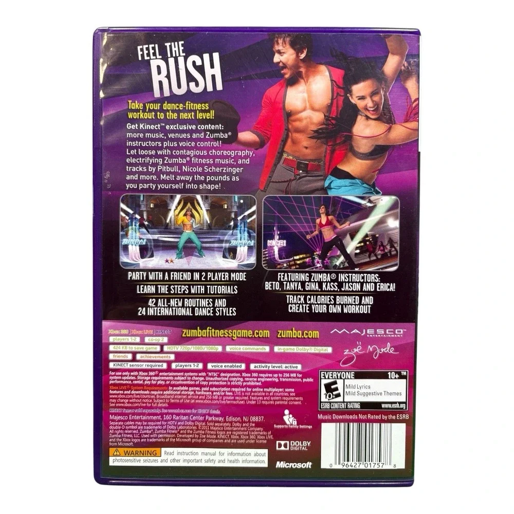 Zumba Fitness Rush - Microsoft Xbox 360 Rated Everyone